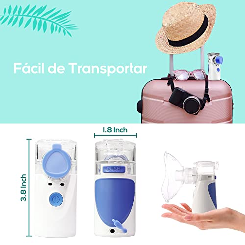 Nebulizador Portatil Inhalador, AITOO Mini Inhalador Atomizador, Nebulizador Portátil Tecnología Mesh, Inhaladores Eléctricos Silenciosos Portatil para Adultos y Niños Funciona con Batería Cable USB