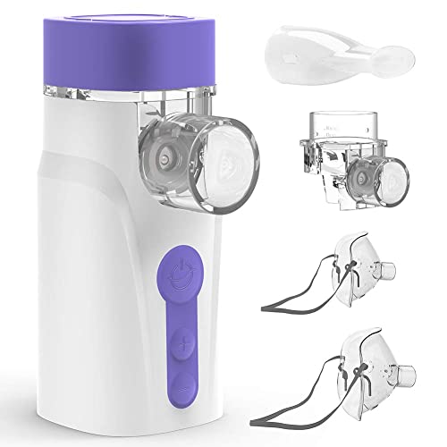 Nebulizador Portatil Inhalador,Nebulizador Inhalador Silenciosos ultrasónico para Adultos y Niños,Nebulizador con Boquilla y Máscara,Baterías o Cable USB
