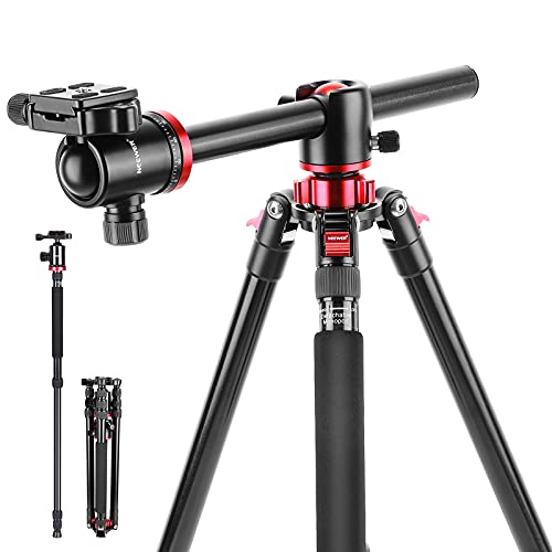 Neewer 10089347 - Monopié Trípode de Cámara con Columna Central para Tiro Panorámico, Aleación de Aluminio 191cm, Negro y Rojo