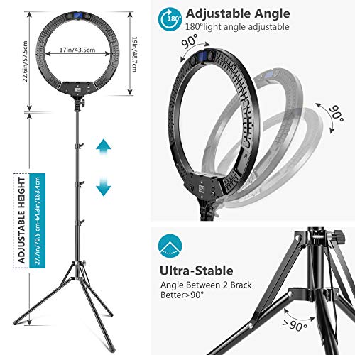 Neewer Anillo Luz LED RGB 19" con Soporte 60W Regulable Bicolor 3200K-5600K CRI 95+ con Efecto de Escenas Especiales para Selfie Maquillaje Salon Twitch Blogging Youtube Grabación de Vídeo etc.