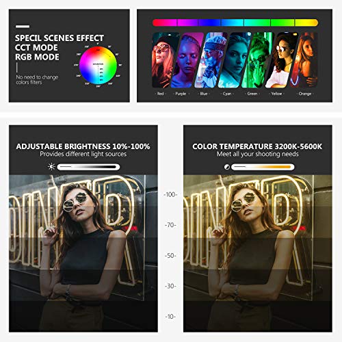 Neewer Anillo Luz LED RGB 19" con Soporte 60W Regulable Bicolor 3200K-5600K CRI 95+ con Efecto de Escenas Especiales para Selfie Maquillaje Salon Twitch Blogging Youtube Grabación de Vídeo etc.