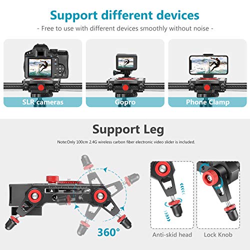 Neewer Control Deslizante Cámara Motorizada de 100cm Control Inalámbrico 2,4G Carril de Seguimiento de Fibra de Carbono con Motor de Silencio Toma de Video Secuencial Toma de Enfoque de Seguimiento