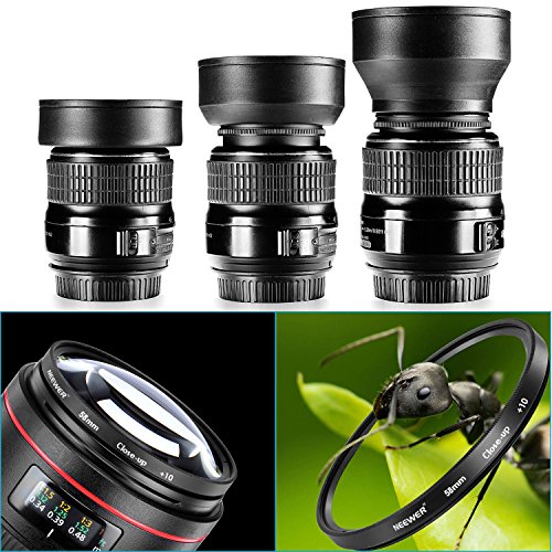 Neewer Filtro de Camára Lente 58mm Completo Kit Accesorios para CANON EOS REBEL 700D 650D 600D 550D 500D 450D 400D 350D 100D (T5i T4i T3i T2i T1i XSi XTi XT SL1)