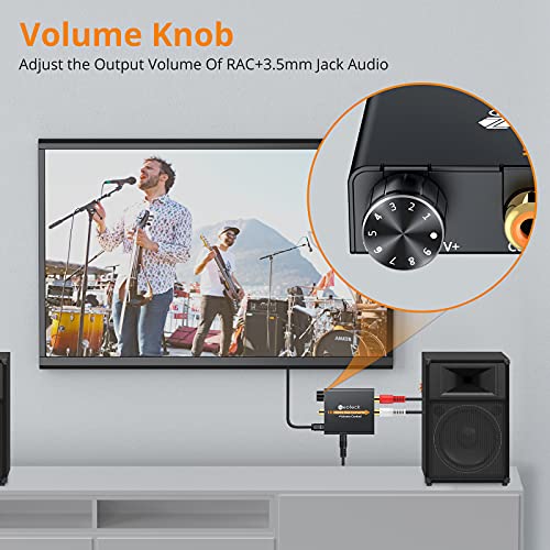 Neoteck Convertidor Digital a Analágico Óptico a RCA Coaxial Óptico Toslink Señal a Adaptador de Audio Analágico RCA Aleación de Aluminio Salida de Jack de 3,5 mm para HDTV Blu Ray DVD Sky HD PS3