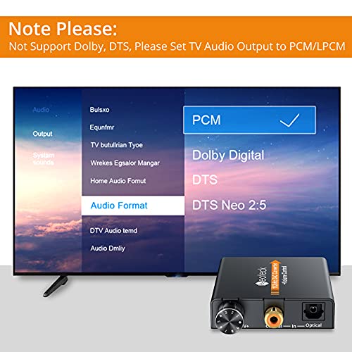 Neoteck Convertidor Digital a Analágico Óptico a RCA Coaxial Óptico Toslink Señal a Adaptador de Audio Analágico RCA Aleación de Aluminio Salida de Jack de 3,5 mm para HDTV Blu Ray DVD Sky HD PS3