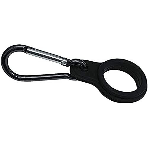 NERTHUS FIH 624 624-Mosquetón Llavero de Silicona Color Negro, Acero Inoxidable, Compatible con Botellas de 350 ml y 500 ml