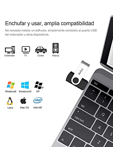 Netac Memorias Flash USB 3.0 128GB, Flash Drive, Mini Pendrive, hasta 85MB/s, para Computadora/Almacenamiento móvil