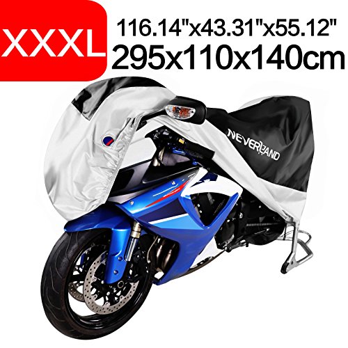 NEVERLAND Talla XXXL Funda para Moto Scooter en Poliéster 190T Interiores Plata