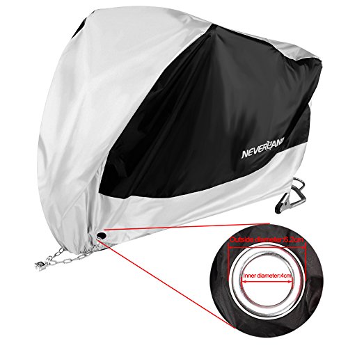 NEVERLAND Talla XXXL Funda para Moto Scooter en Poliéster 190T Interiores Plata