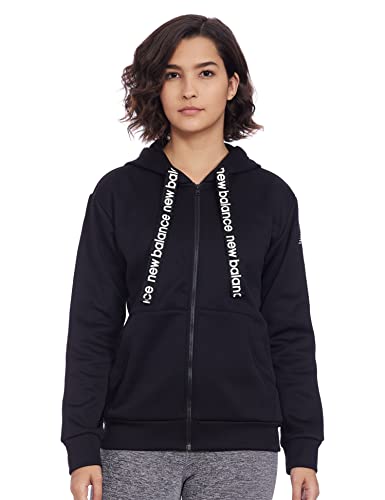 New Balance Women's Relentless Train Fleece Full Zip, Black , X-Small