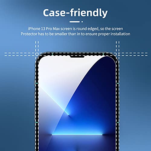 NEW'C 3 Unidades, Protector de Pantalla para iPhone 13 Pro Max (6,7"), Antiarañazos, Antihuellas, Sin Burbujas, Dureza 9H, 0.33 mm Ultra Transparente, Vidrio Templado Ultra Resistente