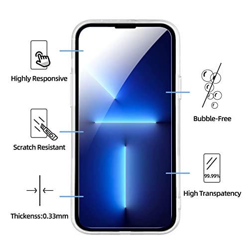 NEW'C Funda para iPhone 13 Pro MAX (6,7") Gel de TPU Suave de Silicona Transparente Alta y 2 x Protector de Pantalla para iPhone 13 Pro MAX (6,7") Vidrio Templado - Antiarañazos