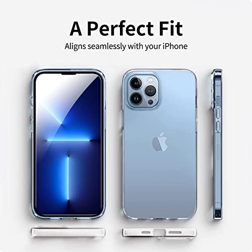 NEW'C Funda para iPhone 13 Pro MAX (6,7") Gel de TPU Suave de Silicona Transparente Alta y 2 x Protector de Pantalla para iPhone 13 Pro MAX (6,7") Vidrio Templado - Antiarañazos