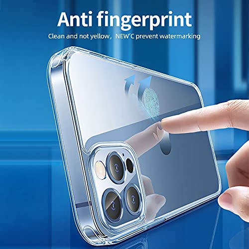 NEW'C Funda para iPhone 13 Pro MAX (6,7") Gel de TPU Suave de Silicona Transparente Alta y 2 x Protector de Pantalla para iPhone 13 Pro MAX (6,7") Vidrio Templado - Antiarañazos