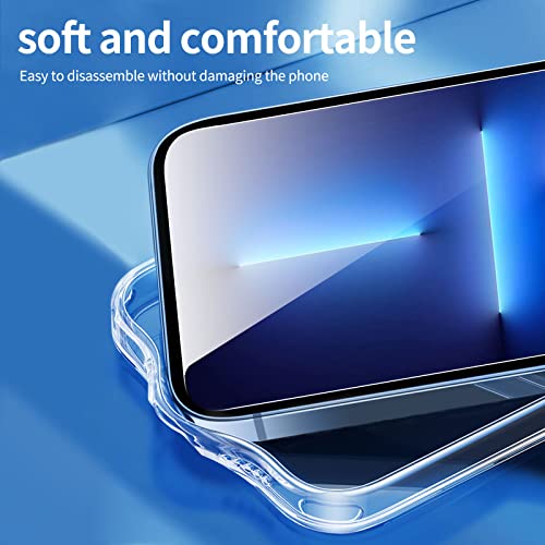 NEW'C Funda para iPhone 13 Pro MAX (6,7") Gel de TPU Suave de Silicona Transparente Alta y 2 x Protector de Pantalla para iPhone 13 Pro MAX (6,7") Vidrio Templado - Antiarañazos