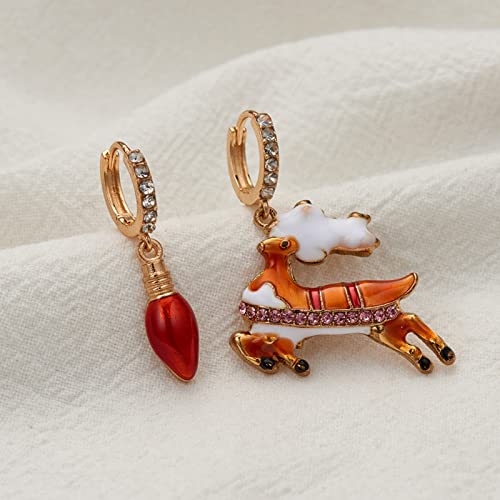 Newhashiqi Pendientes, 1 par de pendientes de Navidad con diseño de copo de nieve para mujer, con diseño de muletas de dibujos animados, colgantes para fiestas, Metal,