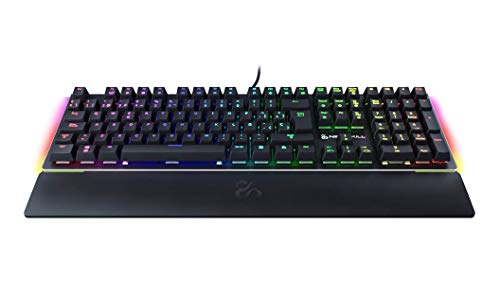 Newskill Serike Switch Blue - Teclado Mecánico Gaming con Reposamuñecas Plegable Incluido (Teclas con grabación macro, 20 modos de iluminación RGB) - Color Negro