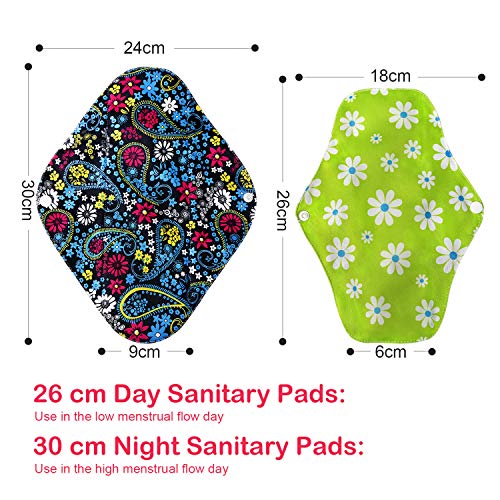 NEWSTYLE Lavable Salvaslip Reutilizable,7 Pcs Compresas Reutilizables Servilleta Sanitaria de Fibra de Bambú,Compresas Tela Mujer Lavables,Saludable,Económico y Ecológico,con Bolsa de Almacenamiento