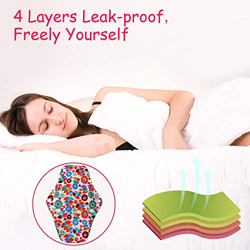 NEWSTYLE Lavable Salvaslip Reutilizable,7 Pcs Compresas Reutilizables Servilleta Sanitaria de Fibra de Bambú,Compresas Tela Mujer Lavables,Saludable,Económico y Ecológico,con Bolsa de Almacenamiento