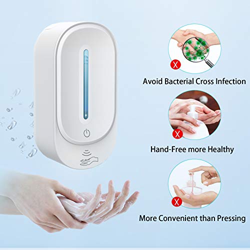 NICEME Dispensador Jabon AutomáTico Montaje En Pared,350ml Sensor Infrarrojo Sin Contacto Dispensador Gel,Dispensador de Gel Hidroalcoholico Automatico para el hogar, la Oficina, Hotel