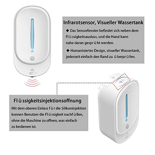 NICEME Dispensador Jabon AutomáTico Montaje En Pared,350ml Sensor Infrarrojo Sin Contacto Dispensador Gel,Dispensador de Gel Hidroalcoholico Automatico para el hogar, la Oficina, Hotel