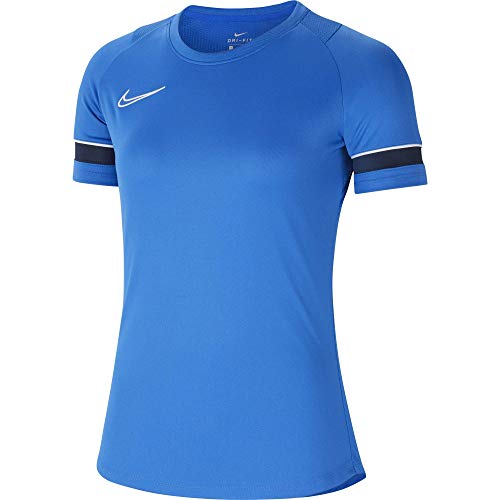 NIKE Camiseta de Entrenamiento para Mujer Academy 21, Mujer, Camiseta, CV2627-463, Azul/Blanco/Negro, Medium