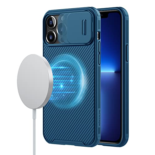 Nillkin Magnética Funda para iPhone 13 Pro MAX [Protección de cámara] Compatible con el Cargador Magsafe Funda Protectora Resistente a Golpes y rayones para iPhone 13 Pro MAX 6.7 Pulgadas 2021 (Azul)