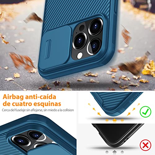 Nillkin Magnética Funda para iPhone 13 Pro MAX [Protección de cámara] Compatible con el Cargador Magsafe Funda Protectora Resistente a Golpes y rayones para iPhone 13 Pro MAX 6.7 Pulgadas 2021 (Azul)