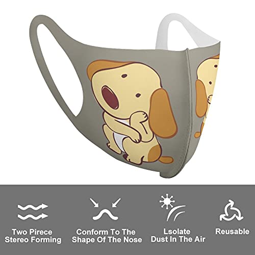 Niños de poliéster para decorar máscaras de polvo, diseño de mascotas y perros, divertidos dibujos animados con emoticono ajustables, lavables para niños y niñas reutilizables