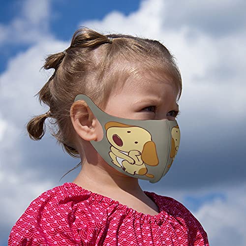 Niños de poliéster para decorar máscaras de polvo, diseño de mascotas y perros, divertidos dibujos animados con emoticono ajustables, lavables para niños y niñas reutilizables