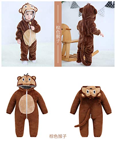 Niños Niñas Mono,Saco De Dormir De Una Pieza Recién Nacido, Pijamas De Los Niños Caseros Del Ocio, Mameluco Del Bebé-Marrón_Los 80cm