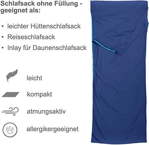 NirvanaShape ® Saco de Dormir para cabaña - Microfibra Muy Fina | Saco-sábana de Viaje y para Acampada | Saco de Dormir Interior, Funda | Ideal para cabañas, hostales y albergues Juveniles