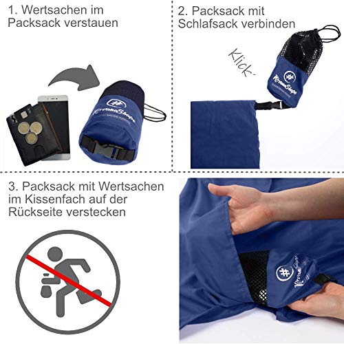 NirvanaShape ® Saco de Dormir para cabaña - Microfibra Muy Fina | Saco-sábana de Viaje y para Acampada | Saco de Dormir Interior, Funda | Ideal para cabañas, hostales y albergues Juveniles