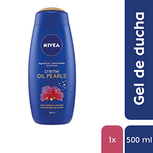 NIVEA Creme Oil Pearls Gel de Ducha Flor de Cerezo, gel hidratante corporal con aceite de argán, gel para ducha para mimar tus sentidos - 1 x 500 ml