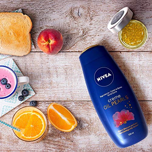 NIVEA Creme Oil Pearls Gel de Ducha Flor de Cerezo, gel hidratante corporal con aceite de argán, gel para ducha para mimar tus sentidos - 1 x 500 ml