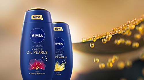 NIVEA Creme Oil Pearls Gel de Ducha Flor de Loto (1 x 500 ml), gel hidratante corporal con aceite de argán, gel para ducha para mimar tus sentidos