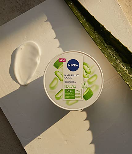 NIVEA Naturally Good Crema Hidratante Corporal 24h Aloe Vera BIO (1 x 200 ml), crema para cara, cuerpo y manos con un 98% de ingredientes de origen natural