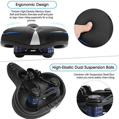 NKW Sillín de Bicicleta,Asiento de Bicicleta,Sillín de Ciclismo, Cojín cómod de Bicicleta de Gel Hueco y ergonómico,absorción de Impactos y Espuma viscoelástica para Carretera Urbana