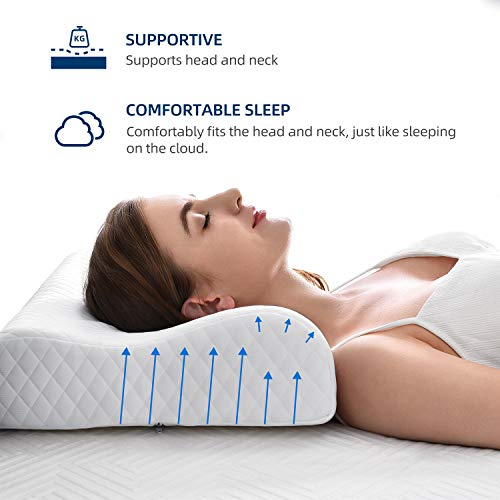 NOFFA Almohada Cervical Ergonómica Suave, Almohada de Espuma Similar al Látex, Almohada de Contorno de Sueño Profundo Para Soporte de Cuello 60x38 cm