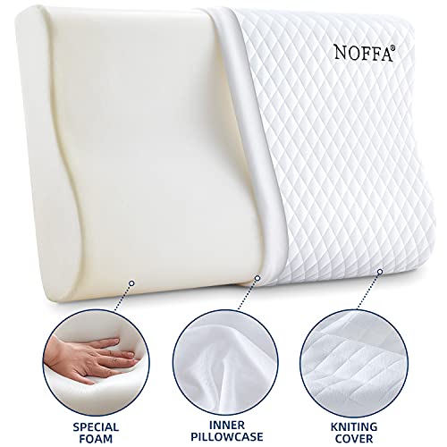 NOFFA Almohada Cervical Ergonómica Suave, Almohada de Espuma Similar al Látex, Almohada de Contorno de Sueño Profundo Para Soporte de Cuello 60x38 cm