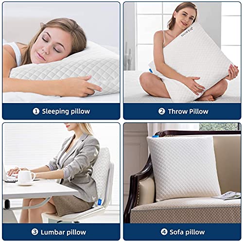 NOFFA Almohada viscoelástica de dureza media | Almohada cervical de espuma de látex para dormir de lado y trasero, gran cojín de sofá de 56 x 56 cm