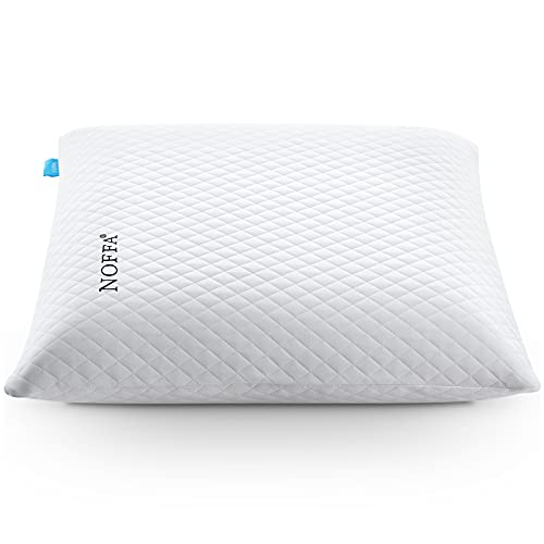 NOFFA Almohada viscoelástica de dureza media | Almohada cervical de espuma de látex para dormir de lado y trasero, gran cojín de sofá de 56 x 56 cm