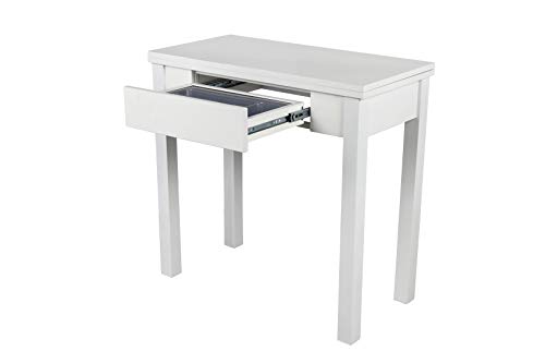 Noorsk Design Mesa Libro Extensible de Cocina en Blanco. 80x40/80 cm. Modelo Ronda. (Blanco)