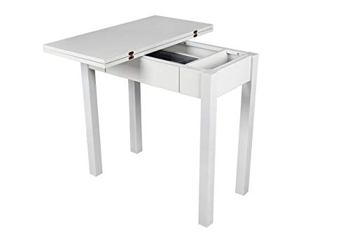 Noorsk Design Mesa Libro Extensible de Cocina en Blanco. 80x40/80 cm. Modelo Ronda. (Blanco)