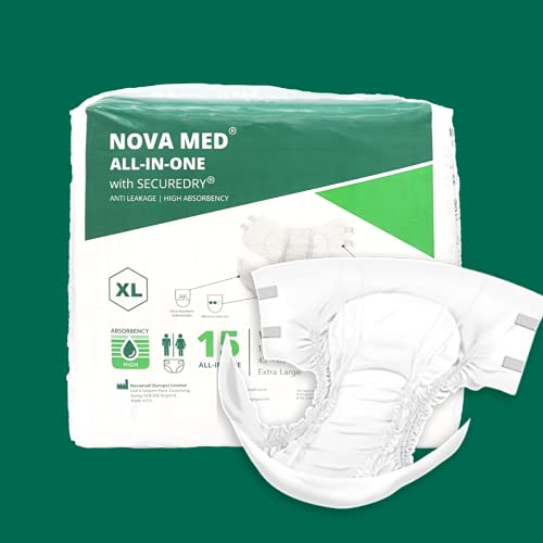 Novamed - Almohadillas para incontinencia para adultos, 15 unidades por paquete (XL) - 2880 ml de absorbencia