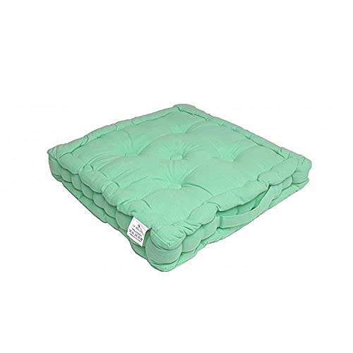 Novohogar Cojín Liso para Silla Tanto Exterior como Interior. Cintas de sujeción. Medidas: 40x40cm (Verde Agua Marina)