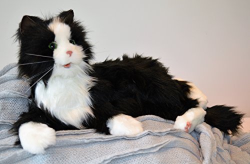 NUEVO Joy for All Robotic Reclining Black & White Tuxedo Cat - Terapia de animales de peluche para personas con pérdida de memoria del envejecimiento y los cuidadores