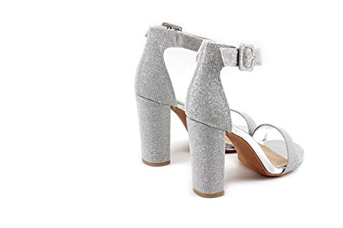 Nuevo Modelisa - Sandalia Tacón Alto con Pulsera Brillo para Mujer (Plata, Numeric_38)