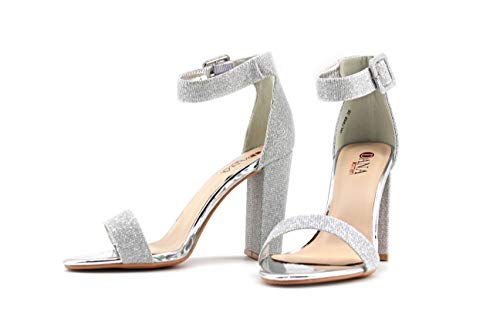 Nuevo Modelisa - Sandalia Tacón Alto con Pulsera Brillo para Mujer (Plata, Numeric_38)