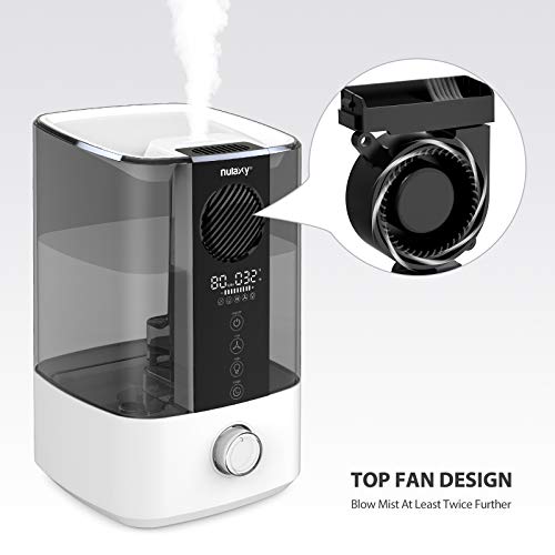 NULAXY Ventilador Superior Humidificador 4,5L con RGB, Humidificador con Alarma Limpieza Humidificador Ultrasónico con Apagado Automático para Dormitorio, Hogar y Oficina de Hasta 20-70 m²
